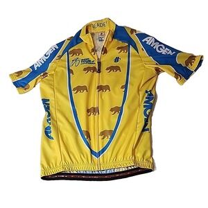 Bicyling Jersey Shirt Mens Small Racing Touring California Bear Amgen Hincapie‎